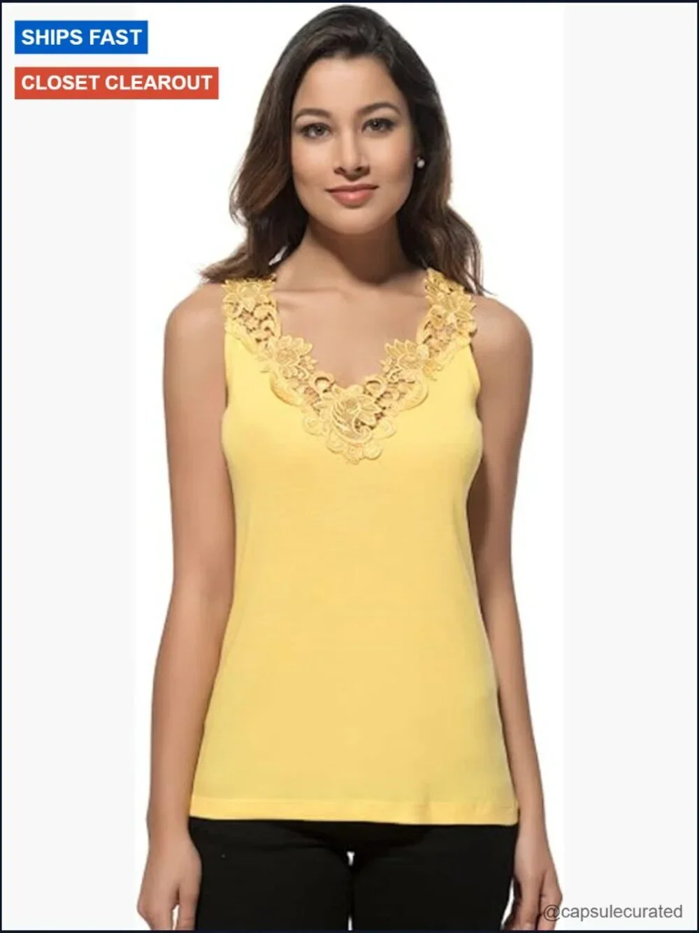 Women's Cotton Lace Trim Camisole Tank Top Breathable Sleeveless Undershirt